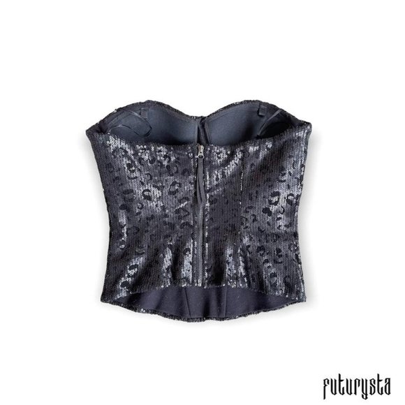 Insane Black Leopard Sequin Corset Top ⚡️🖤🐆 - Picture 2 of 4